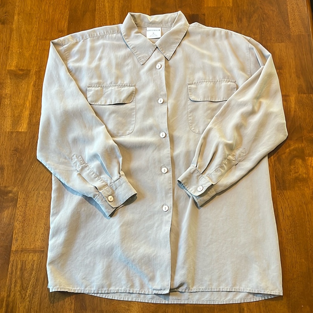 Vintage Silk Partners Women's Double Breasted Pocket Blouse